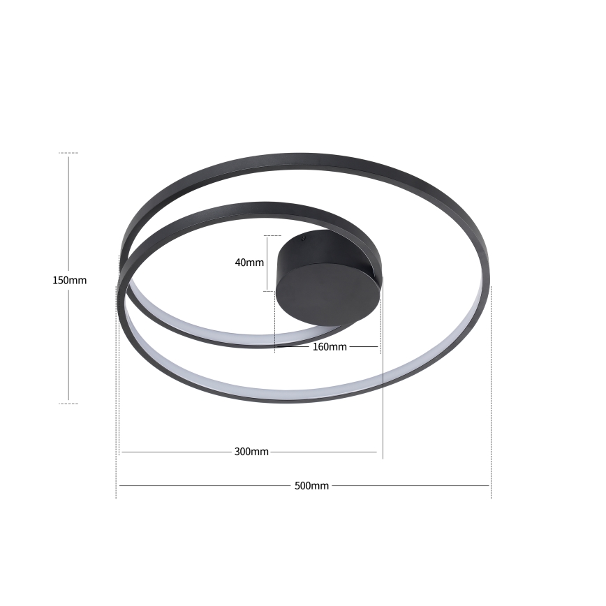 Brilagi - ściemnialna oprawa sufitowa LED TWISTER LED/48W/230V 3000–6000K średnica 50 cm czarna + pilot