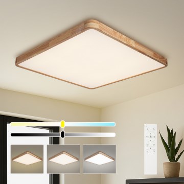 Brilagi - ściemnialna lampa sufitowa WOODLINE SQUARE LED/100W/230V 3000–6000K dąb 80x80 cm + pilot zdalnego sterowania