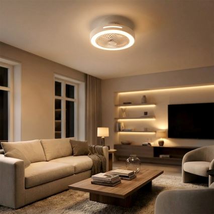 Brilagi - ściemnialna lampa sufitowa LED z wentylatorem LED/38W/230V 3000-6500K 3000-6500K śr. 46 cm biała + pilot zdalnego sterowania