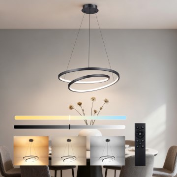 Brilagi - ściemnialna lampa wisząca LED na lince TWISTER LED/48W/230V 3000-6000K średnica 50 cm czarna + zdalne sterowanie