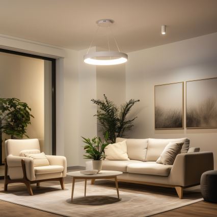 BRILAGI - ściemnialna lampa wisząca na lince FALCON II LED/99W/230V 3000-6500K śr. 60 cm biała + pilot zdalnego sterowania