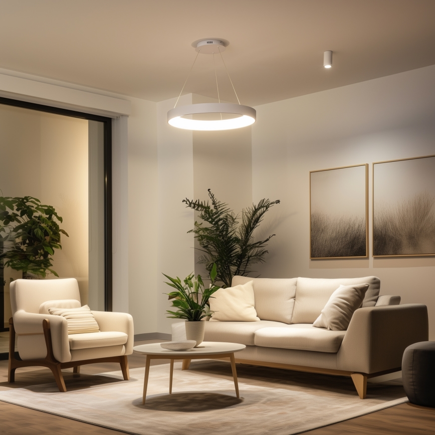 BRILAGI - ściemnialna lampa wisząca na lince FALCON II LED/99W/230V 3000-6500K śr. 60 cm biała + pilot zdalnego sterowania