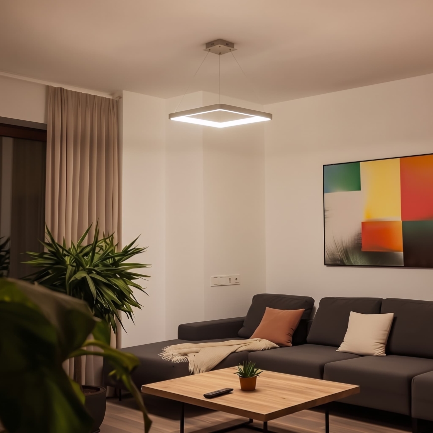 BRILAGI - LED ściemnialna lampa wisząca na linkach FALCON SLIM LED/50W/230V 3000-6500K 50x50 cm beżowa + zdalne sterowanie