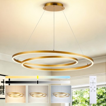 BRILAGI - ściemnialna lampa wisząca na linkach TWISTER LED/105W/230V 3000-6000K Ø 100 cm złota + pilot zdalnego sterowania