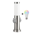 Brilagi - Ściemnialna lampa zewnętrzna LED RGBW z 2 gniazdami 1xE27/9W/230V 2700-6500K IP44 40 cm matowy chrom