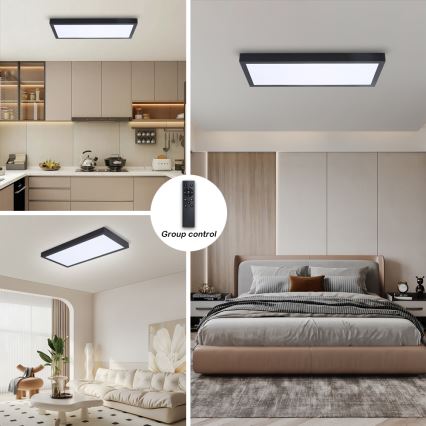 Brilagi - ściemnialny plafon łazienkowy FRAME SMART LED/30W/230V 30x60 cm 3000-6000K IP44 czarny + pilot zdalnego sterowania