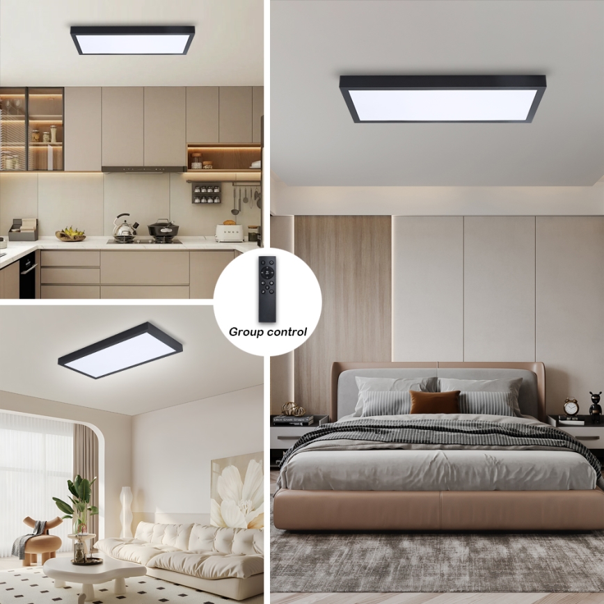 Brilagi - ściemnialny plafon łazienkowy FRAME SMART LED/30W/230V 30x60 cm 3000-6000K IP44 czarny + pilot zdalnego sterowania
