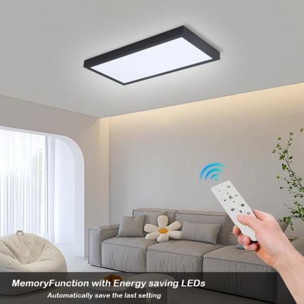 Brilagi - ściemnialny plafon łazienkowy FRAME SMART LED/30W/230V 30x60 cm 3000-6000K IP44 czarny + pilot zdalnego sterowania