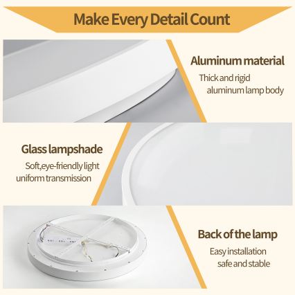 Brilagi - Ściemnialna oprawa sufitowa LED GLASS POOL DOUBLE LED/48W/230V 3000-6000K 40 cm biała + pilot zdalnego sterowania