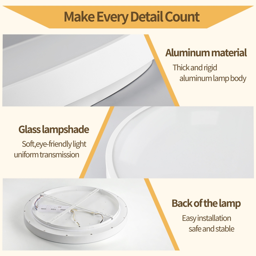 Brilagi - Ściemnialna oprawa sufitowa LED GLASS POOL DOUBLE LED/48W/230V 3000-6000K 40 cm biała + pilot zdalnego sterowania