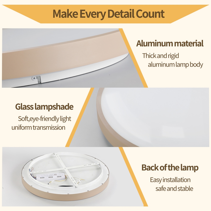 Brilagi - LED ściemnialna lampa sufitowa GLASS POOL DOUBLE LED/60W/230V 3000-6000K 50 cm beżowa + pilot zdalnego sterowania