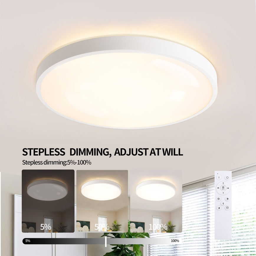 Brilagi - LED ściemnialna oprawa sufitowa GLASS POOL DOUBLE LED/60W/230V 3000-6000K 50 cm biała + pilot zdalnego sterowania