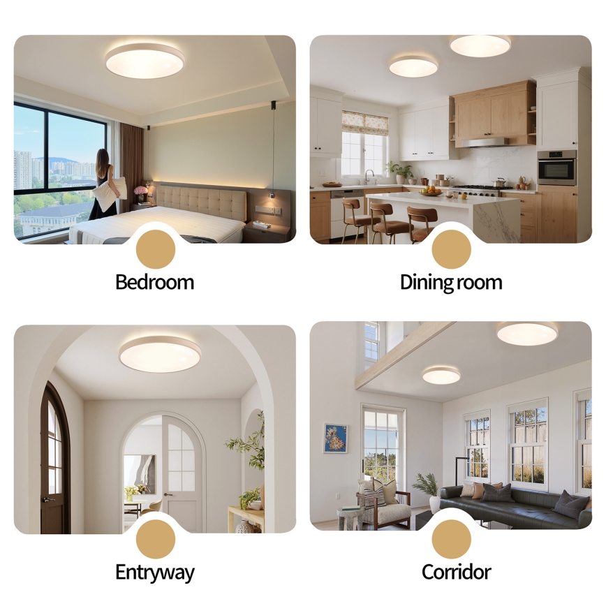 Brilagi - Ściemnialna lampa sufitowa LED GLASS POOL DOUBLE LED/80W/230V 3000-6000K 60 cm beżowa + pilot zdalnego sterowania