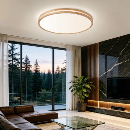 Brilagi - ściemnialna lampa sufitowa LED MOLINA LED/100W/230V 3000-6000K dąb śr. 80 cm + pilot zdalnego sterowania