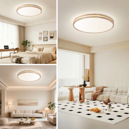 Brilagi - ściemnialna lampa sufitowa LED MOLINA LED/100W/230V 3000-6000K dąb śr. 80 cm + pilot zdalnego sterowania