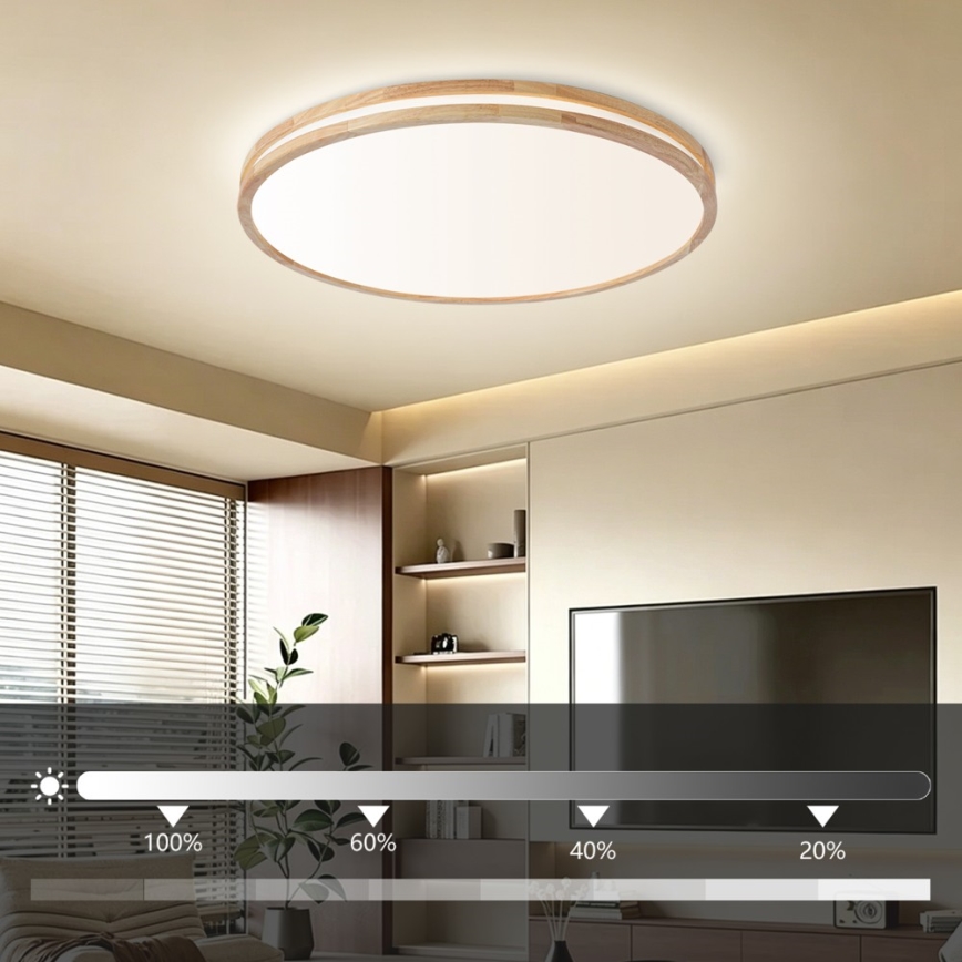 Brilagi - ściemnialna lampa sufitowa LED MOLINA LED/100W/230V 3000-6000K dąb śr. 80 cm + pilot zdalnego sterowania