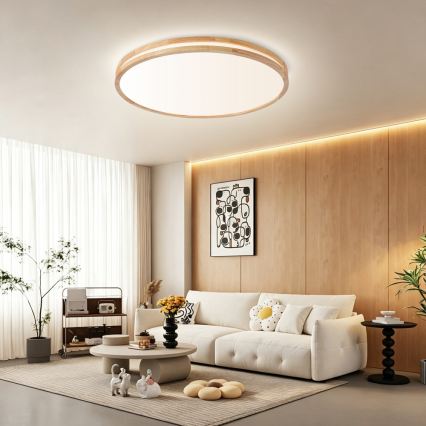 Brilagi - ściemnialna lampa sufitowa LED MOLINA LED/100W/230V 3000-6000K dąb śr. 80 cm + pilot zdalnego sterowania