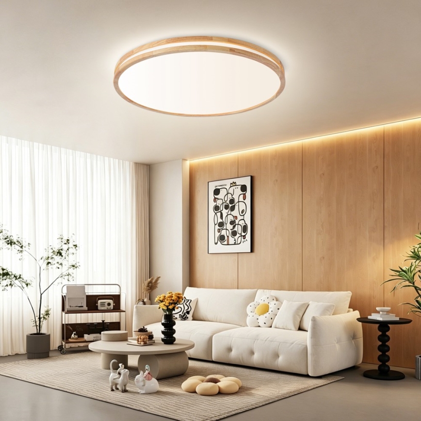 Brilagi - ściemnialna lampa sufitowa LED MOLINA LED/100W/230V 3000-6000K dąb śr. 80 cm + pilot zdalnego sterowania