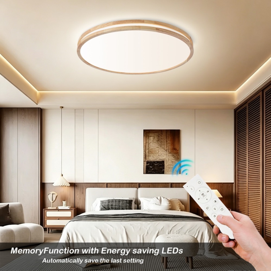 Brilagi - ściemnialna lampa sufitowa LED MOLINA LED/100W/230V 3000-6000K dąb śr. 80 cm + pilot zdalnego sterowania