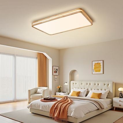 Brilagi - Ściemnialna lampa sufitowa LED MOLINA SQUARE LED/128W/230V 3000-6000K dąb 90x60 cm + pilot zdalnego sterowania