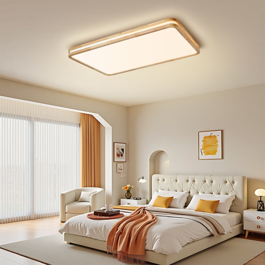 Brilagi - Ściemnialna lampa sufitowa LED MOLINA SQUARE LED/128W/230V 3000-6000K dąb 90x60 cm + pilot zdalnego sterowania