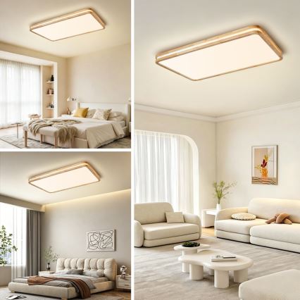 Brilagi - Ściemnialna lampa sufitowa LED MOLINA SQUARE LED/128W/230V 3000-6000K dąb 90x60 cm + pilot zdalnego sterowania