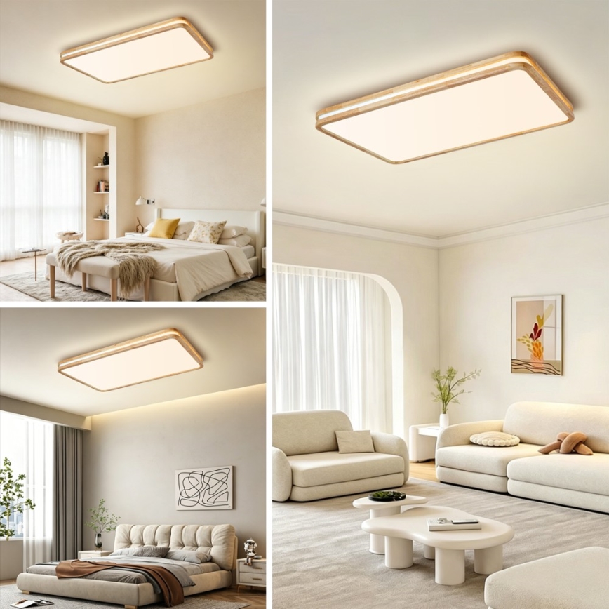Brilagi - Ściemnialna lampa sufitowa LED MOLINA SQUARE LED/128W/230V 3000-6000K dąb 90x60 cm + pilot zdalnego sterowania