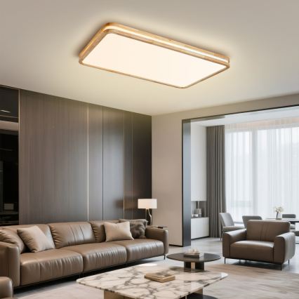 Brilagi - Ściemnialna lampa sufitowa LED MOLINA SQUARE LED/128W/230V 3000-6000K dąb 90x60 cm + pilot zdalnego sterowania