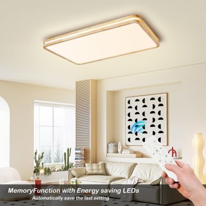Brilagi - Ściemnialna lampa sufitowa LED MOLINA SQUARE LED/128W/230V 3000-6000K dąb 90x60 cm + pilot zdalnego sterowania