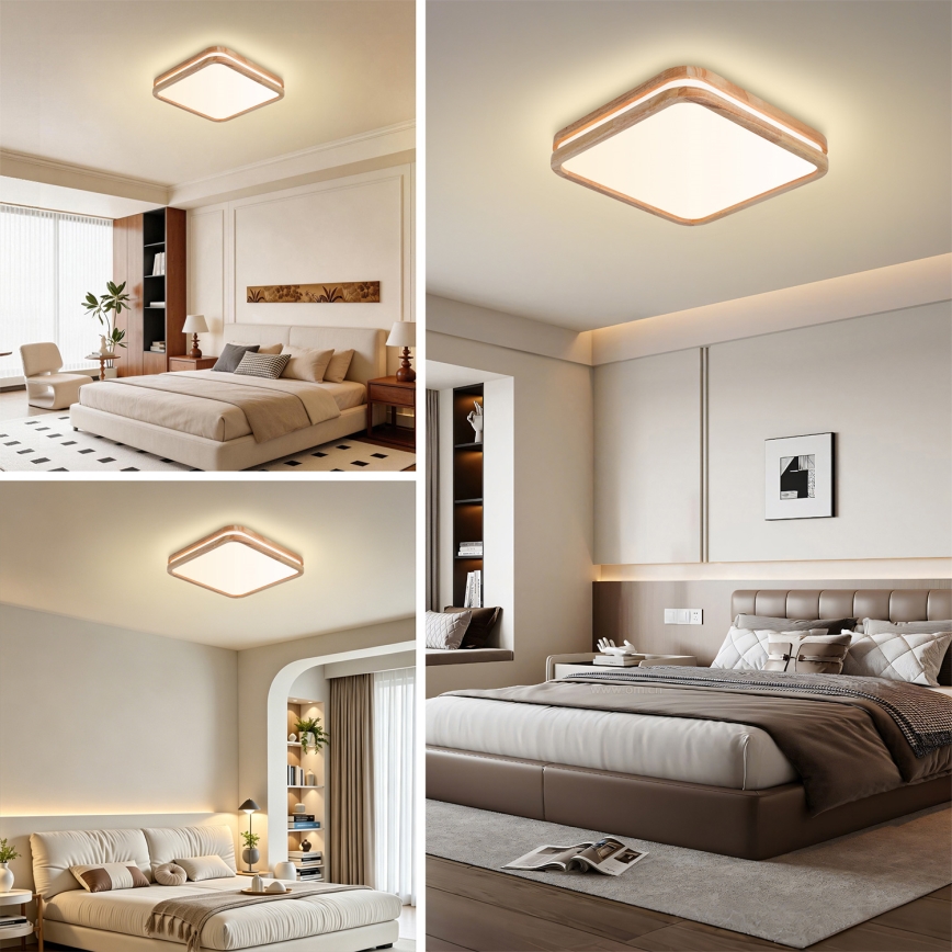 Brilagi - Ściemnialna lampa sufitowa MOLINA SQUARE LED/48W/230V 3000-6000K dąb 40x40 cm + zdalne sterowanie (pilot)