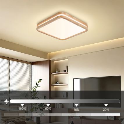 Brilagi - Ściemnialna lampa sufitowa MOLINA SQUARE LED/48W/230V 3000-6000K dąb 40x40 cm + zdalne sterowanie (pilot)