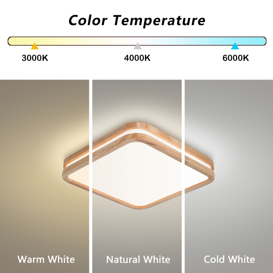 Brilagi - Ściemnialna lampa sufitowa MOLINA SQUARE LED/48W/230V 3000-6000K dąb 40x40 cm + zdalne sterowanie (pilot)