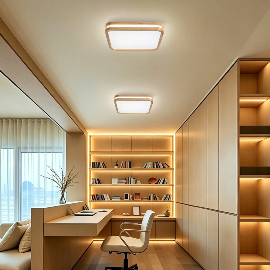 Brilagi - Ściemnialna lampa sufitowa MOLINA SQUARE LED/48W/230V 3000-6000K dąb 40x40 cm + zdalne sterowanie (pilot)