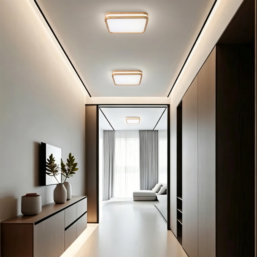 Brilagi - Ściemnialna lampa sufitowa MOLINA SQUARE LED/48W/230V 3000-6000K dąb 40x40 cm + zdalne sterowanie (pilot)
