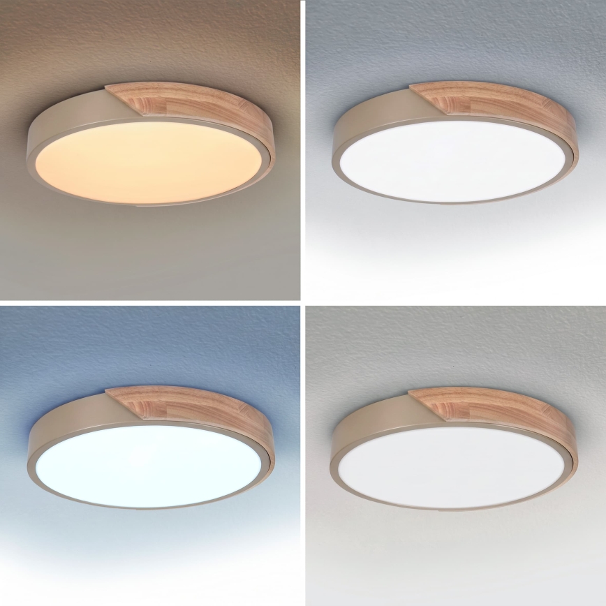 BRILAGI - ściemnialny plafon LED PILANA LED/48W/230V 3000-6500K dąb/beżowy śr. 40 cm + pilot zdalnego sterowania