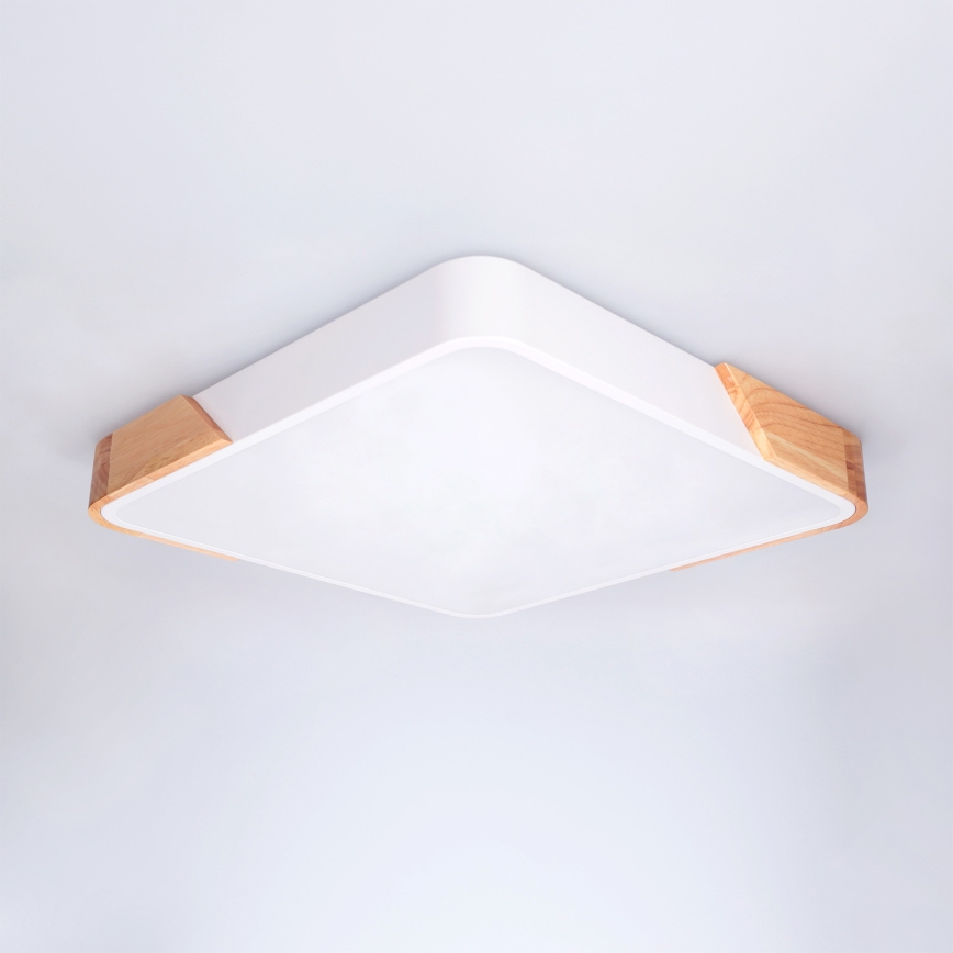 Brilagi - Ściemnialna lampa sufitowa LED PILANA LED/48W/230V 3000-6500K dąb/biały 42x42 cm + zdalne sterowanie