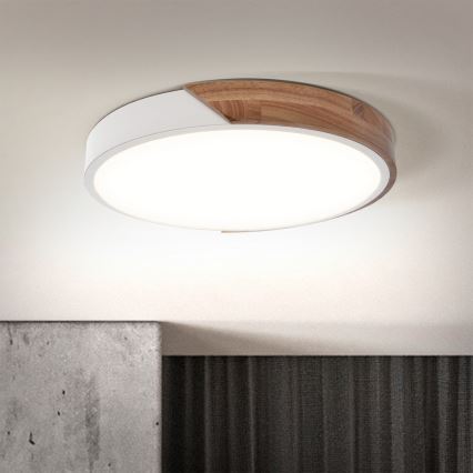 Brilagi - Ściemnialna lampa sufitowa LED PILANA LED/48W/230V dąb/biały śr. 40 cm + pilot zdalnego sterowania
