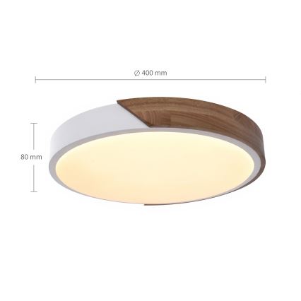 Brilagi - Ściemnialna lampa sufitowa LED PILANA LED/48W/230V dąb/biały śr. 40 cm + pilot zdalnego sterowania