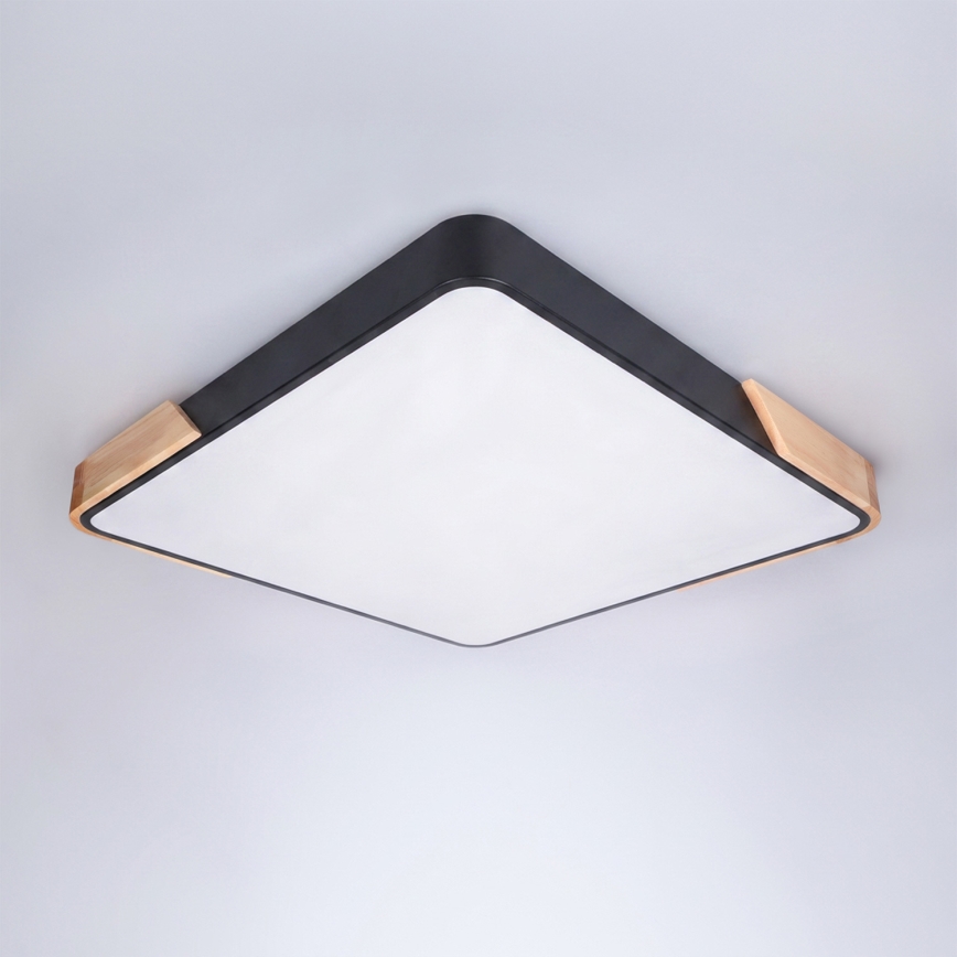 Brilagi - Ściemnialny plafon sufitowy LED PILANA LED/60W/230V 3000-6500K dąb/czarny 56x56 cm + zdalne sterowanie