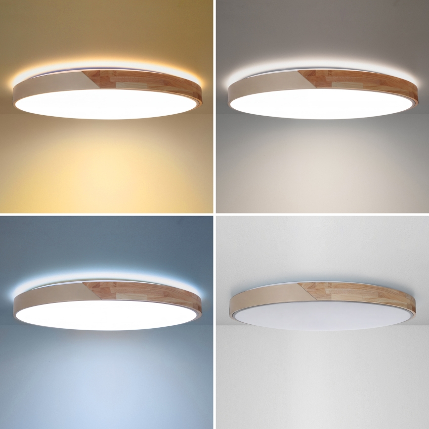 BRILAGI - ściemnialna lampa sufitowa LED PILANA LED/72W/230V 3000-6500K dąb/beżowy śr. 80 cm + pilot zdalnego sterowania