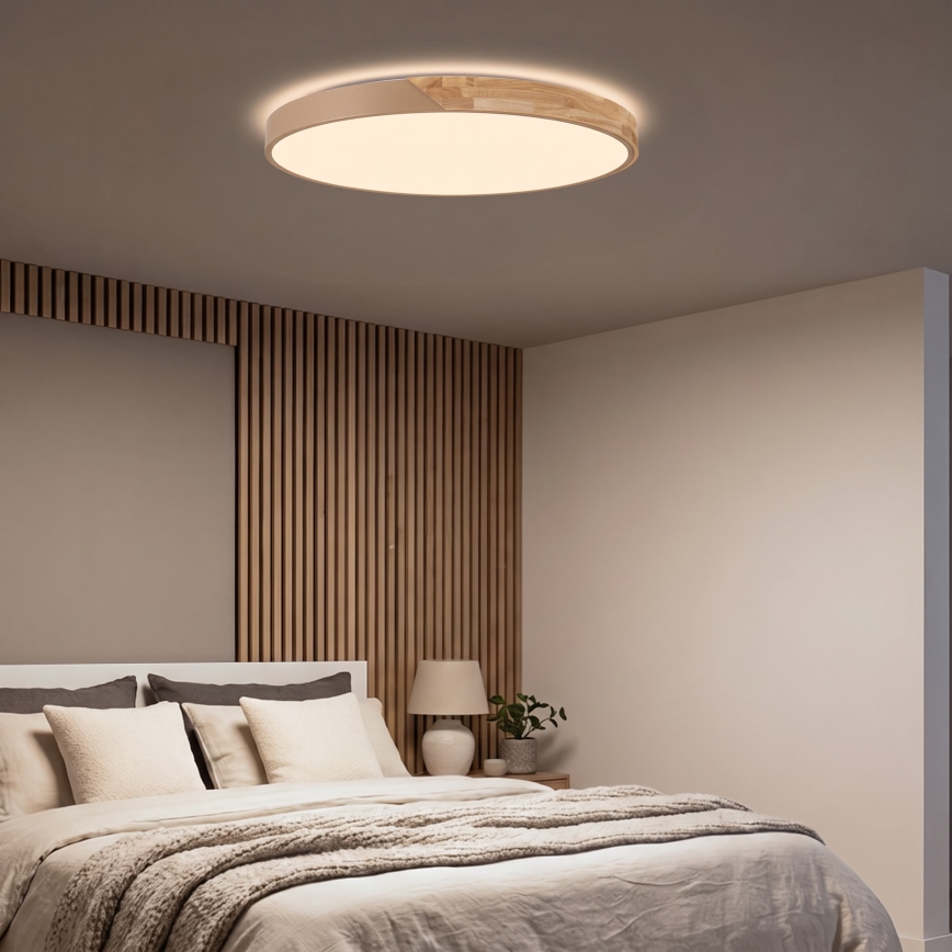 BRILAGI - ściemnialna lampa sufitowa LED PILANA LED/72W/230V 3000-6500K dąb/beżowy śr. 80 cm + pilot zdalnego sterowania