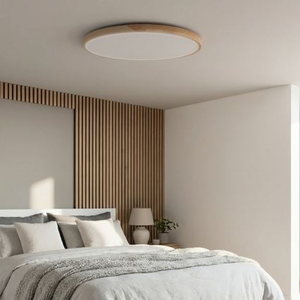 BRILAGI - ściemnialna lampa sufitowa LED PILANA LED/72W/230V 3000-6500K dąb/beżowy śr. 80 cm + pilot zdalnego sterowania