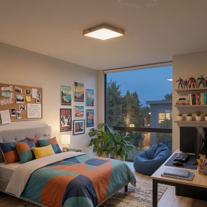BRILAGI - LED Ściemnialna lampa sufitowa PILANA SQUARE LED/48W/230V 3000-6500K dąb/beżowa 42x42 cm + pilot zdalnego sterowania