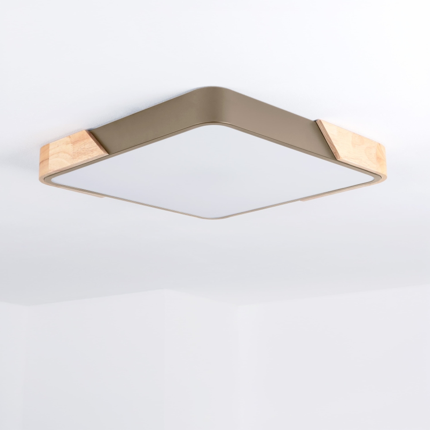 BRILAGI - LED Ściemnialna lampa sufitowa PILANA SQUARE LED/48W/230V 3000-6500K dąb/beżowa 42x42 cm + pilot zdalnego sterowania