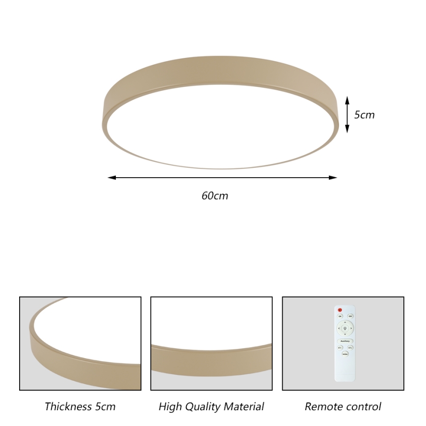 Brilagi - Ściemnialna lampa sufitowa LED POOL LED/60W/230V 3000-6000K śr. 60 cm beżowa + pilot zdalnego sterowania