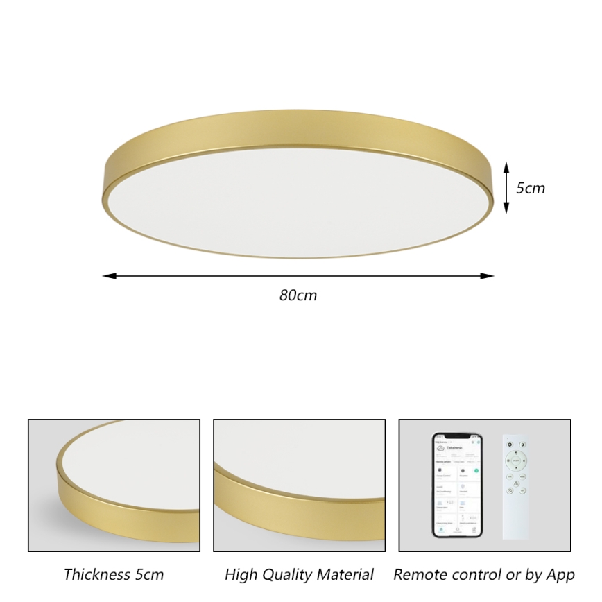Brilagi - LED ściemniana oprawa sufitowa POOL SMART LED/100W/230V 3000-6000K 80 cm złota Wi-Fi Tuya + pilot zdalnego sterowania