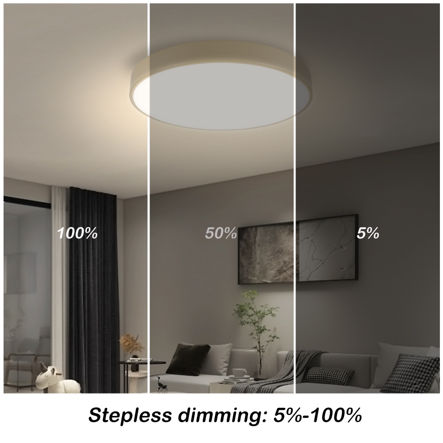 Brilagi - Ściemnialna lampa sufitowa LED POOL SMART LED/48W/230V 3000-6000K Ø 40 cm Wi-Fi Tuya beżowa + pilot zdalnego sterowania