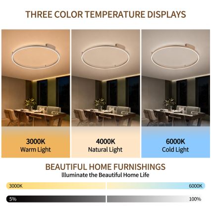 Brilagi - ściemnialna lampa sufitowa LED PORTOFINO LED/60W/230V 3000-6000K śr. 80 cm beżowa + pilot zdalnego sterowania