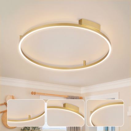 Brilagi - ściemnialna oprawa sufitowa PORTOFINO LED/60W/230V 3000-6000K śr. 80 cm złota + pilot zdalnego sterowania