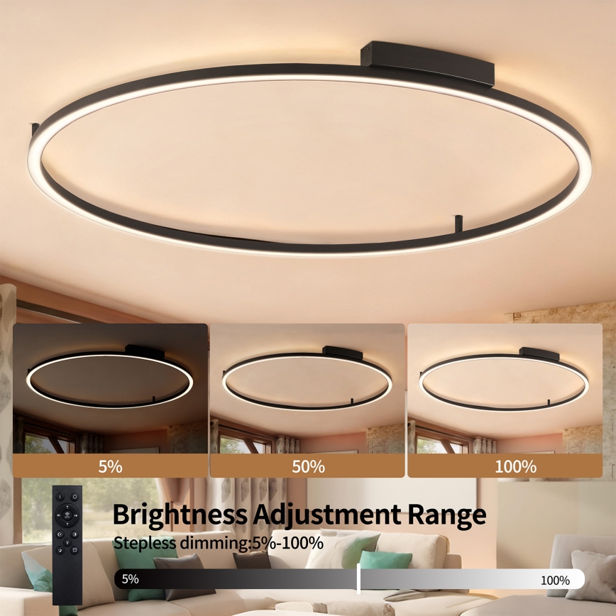Brilagi - LED Ściemnialna oprawa sufitowa PORTOFINO LED/85W/230V 3000-6000K Ø 120 cm czarna + pilot zdalnego sterowania